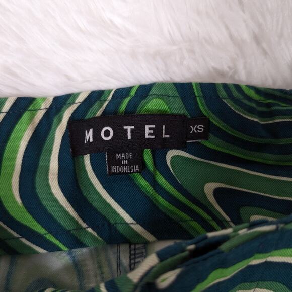 Motel Rocks Coban Trouser Ripple Retro Bootcut Low Rise Low Waist Pants Green XS - Picture 3 of 12